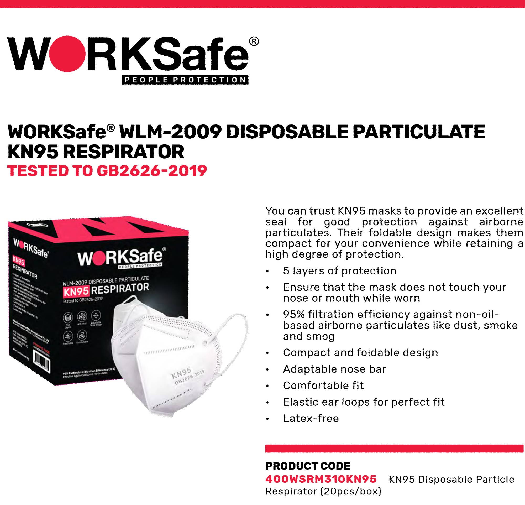 Home Safety Protection Mask/Repiratory WORKSafe® WLM2009 DISPOSABLE